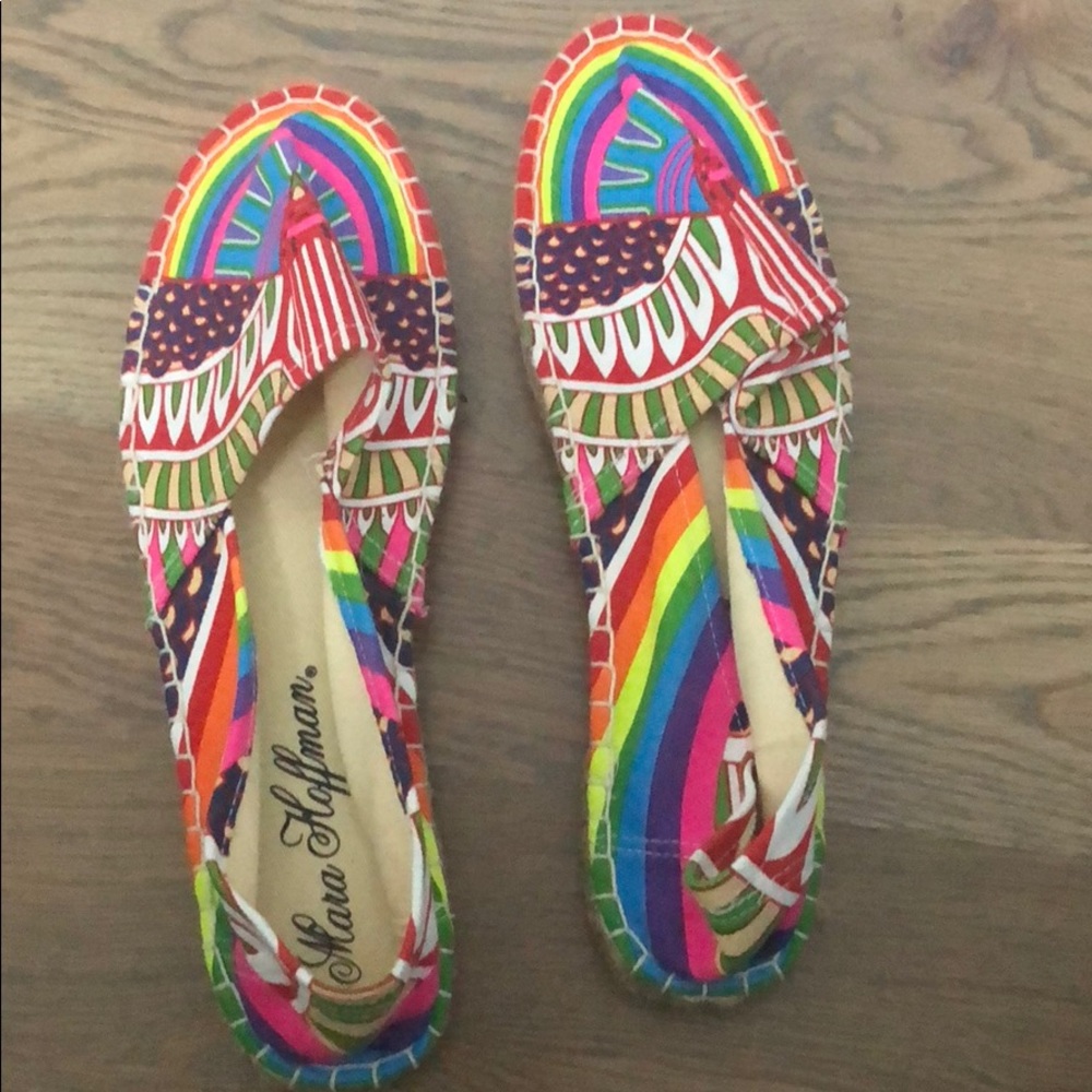 Mara Hoffman rainbow bird printed espadrilles